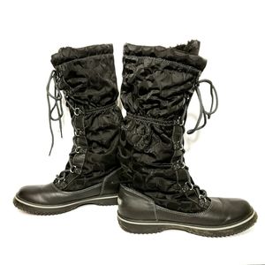 Coach Signature Black Lace Up Boots